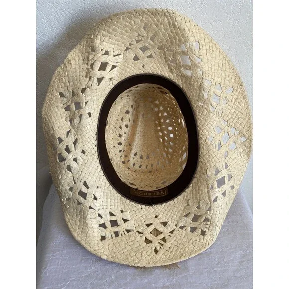Velero Cabo San Lucas Hat Woven Straw Cowboy Sunhat Boho - Picture 7 of 8